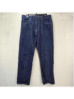 Uniqlo Jeans Mens 32x28 Blue Straight Selvedge Japanese Dark Denim